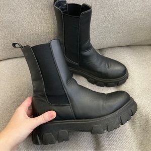 Charlotte Russe Womens Black Platform Chunky Ankle Boots Size 8